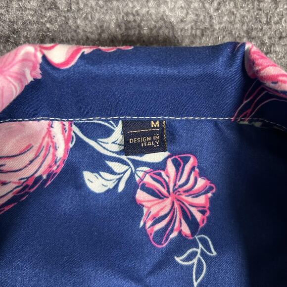 Flamingo Hawaiian Shirt Mens Medium Tropical Floral Button Up Party Summer Casua - Picture 3 of 7